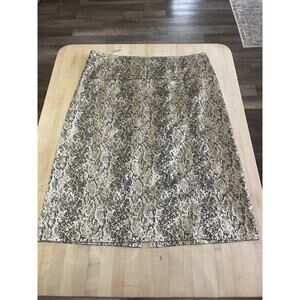 Think Tank Gray Cream Snakeskin Midi Skirt Sz 8